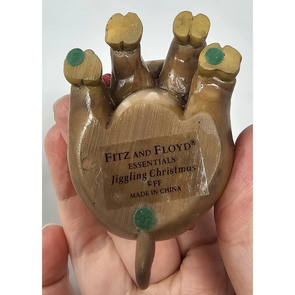 Fitz and Floyd Jiggling Christmas Holiday Reindeer Ornament Bobblehead Figure - Picture 5 of 8